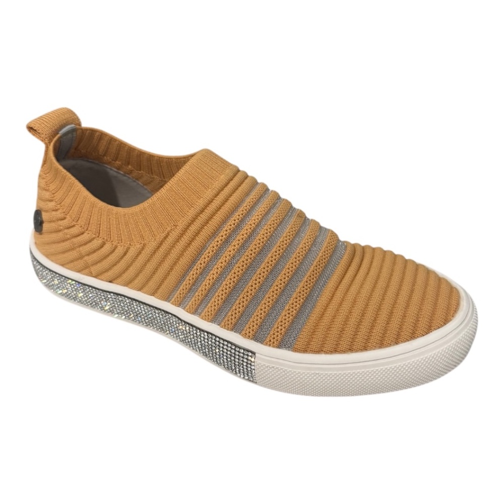 Bernie Mev Iris Slip-On Sneaker, Mustard, Rhinestone Sole,Comfort Knit Styl -NWB